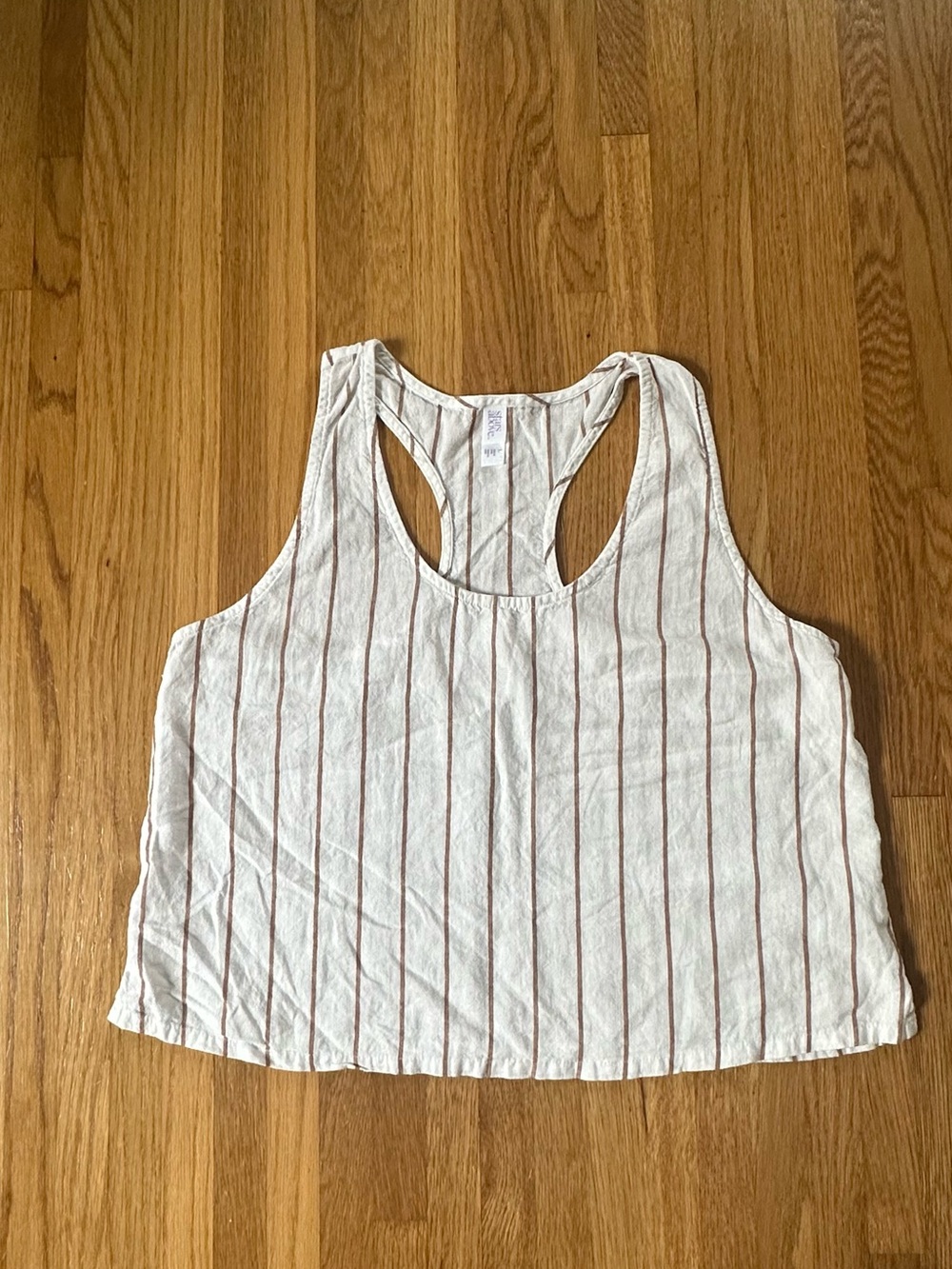 stars above White Tank Top with Rust Stripe Racerback